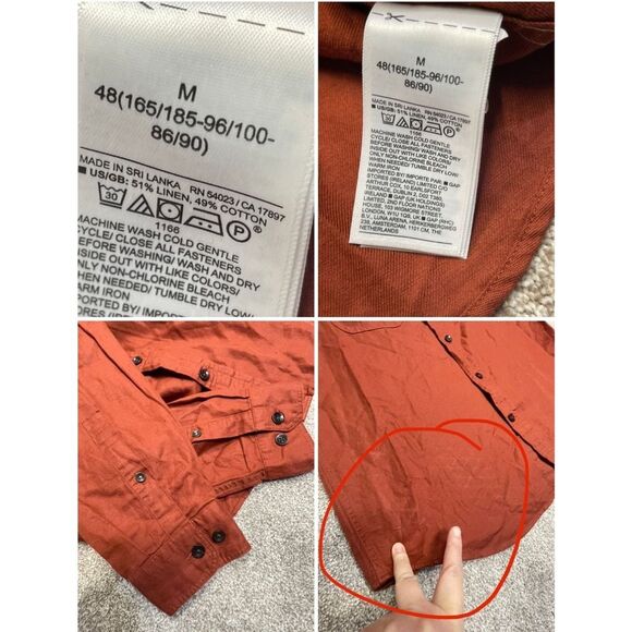 Banana Republic mens standard fit button up shirt sz medium orange linen blend - Picture 8 of 12